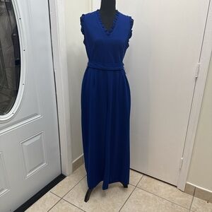 Elegant Blue Sleeveless Maxi Dress